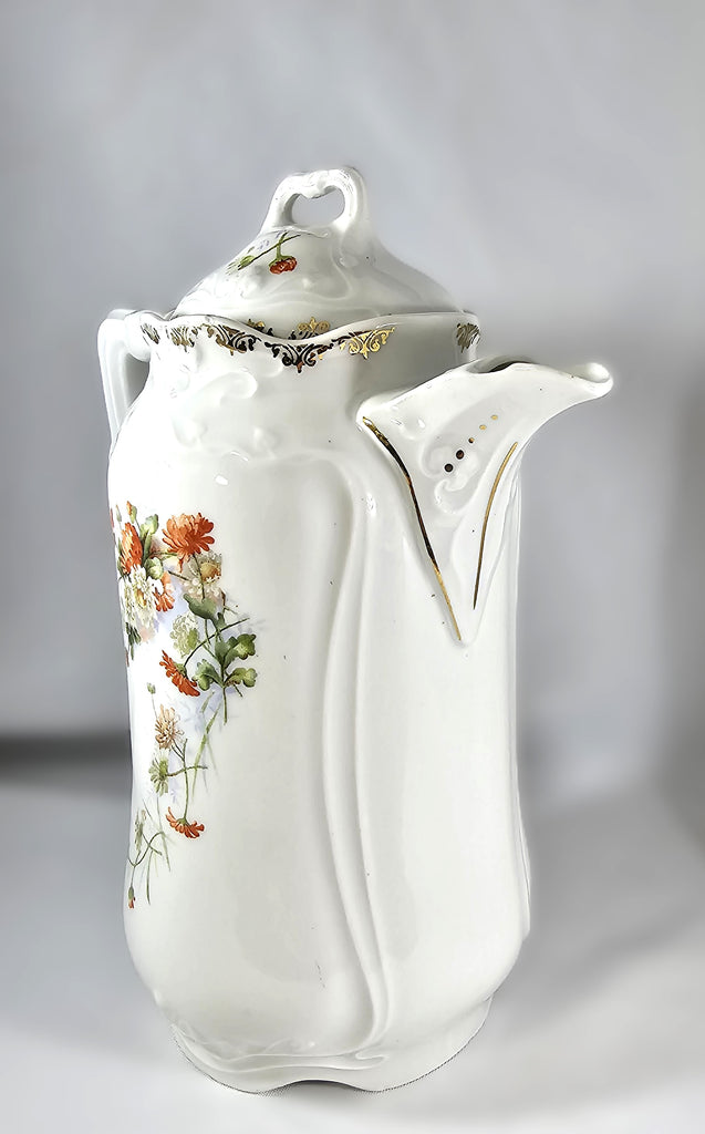 KPM Krister Waldenburg Porcelain Chocolate Pot Hand Painted Flowers