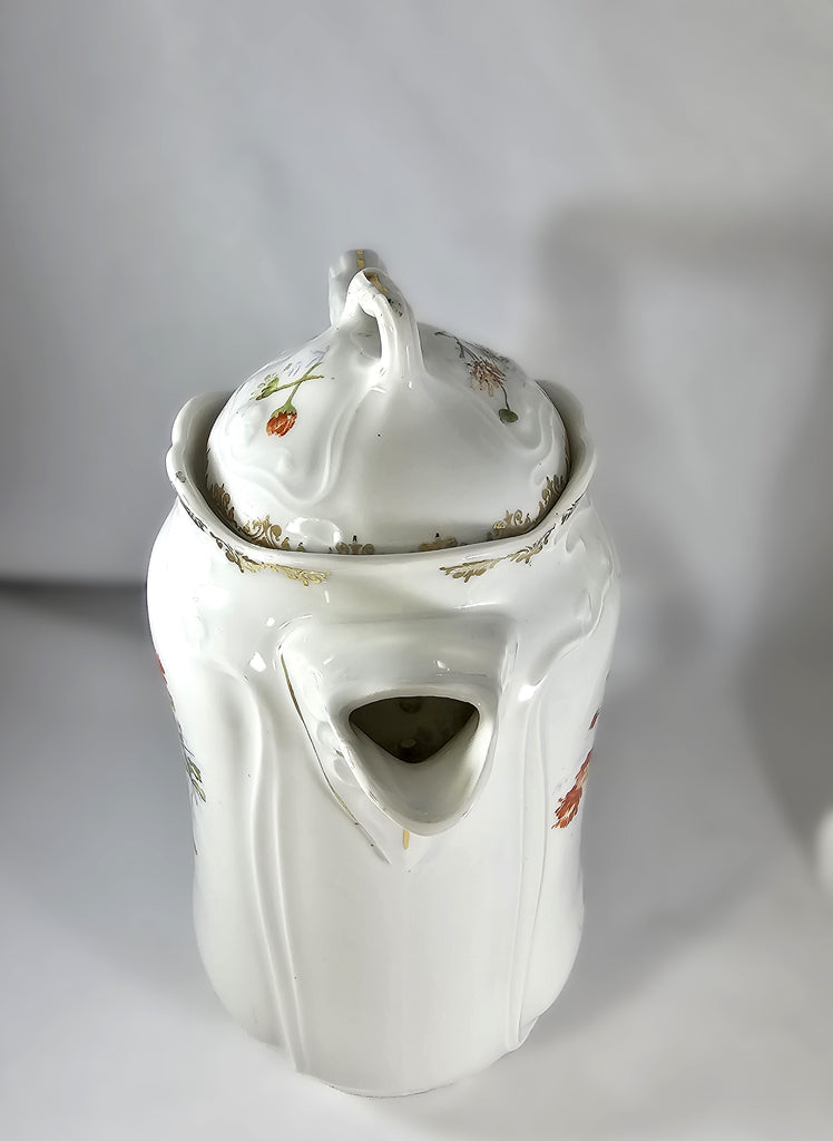 KPM Krister Waldenburg Porcelain Chocolate Pot Hand Painted Flowers