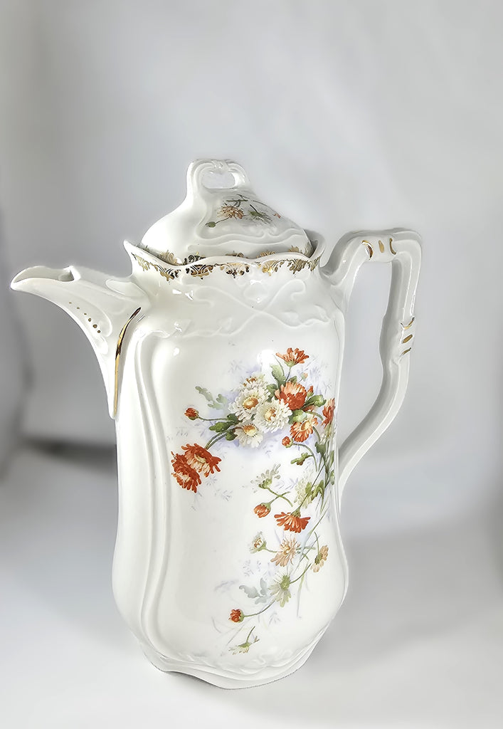 KPM Krister Waldenburg Porcelain Chocolate Pot Hand Painted Flowers