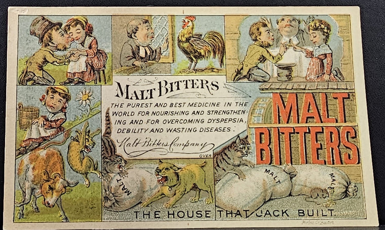 Antique Advertising Trade Card Malt Bitters The House That Jack Built Cartoon Images