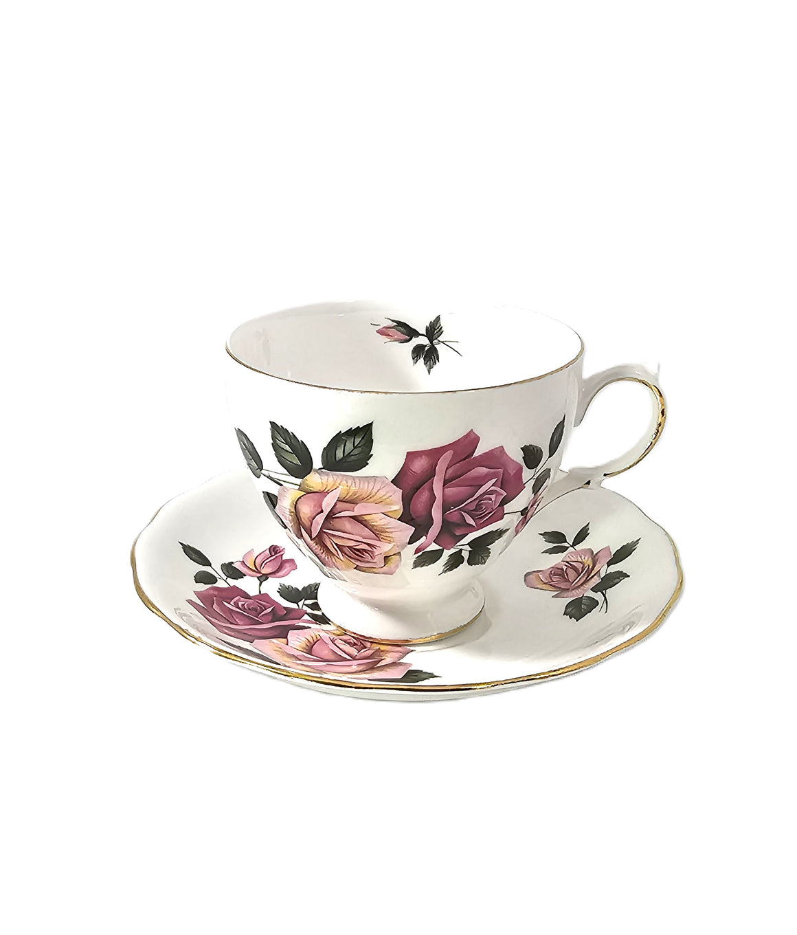 Royal Vale Porcelain Cup & Saucer Set Pattern 8329 Pink Roses