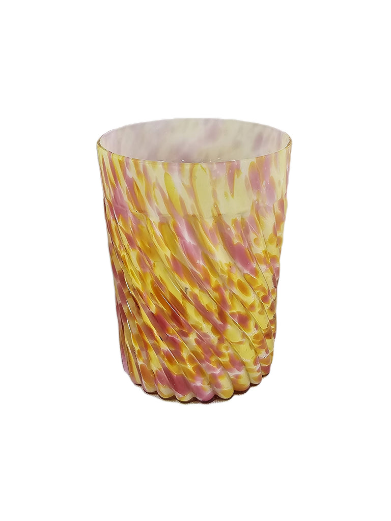 Phoenix Glass Spot Optic Spatter Tumbler Yellow Pink Rib Swirl Pattern