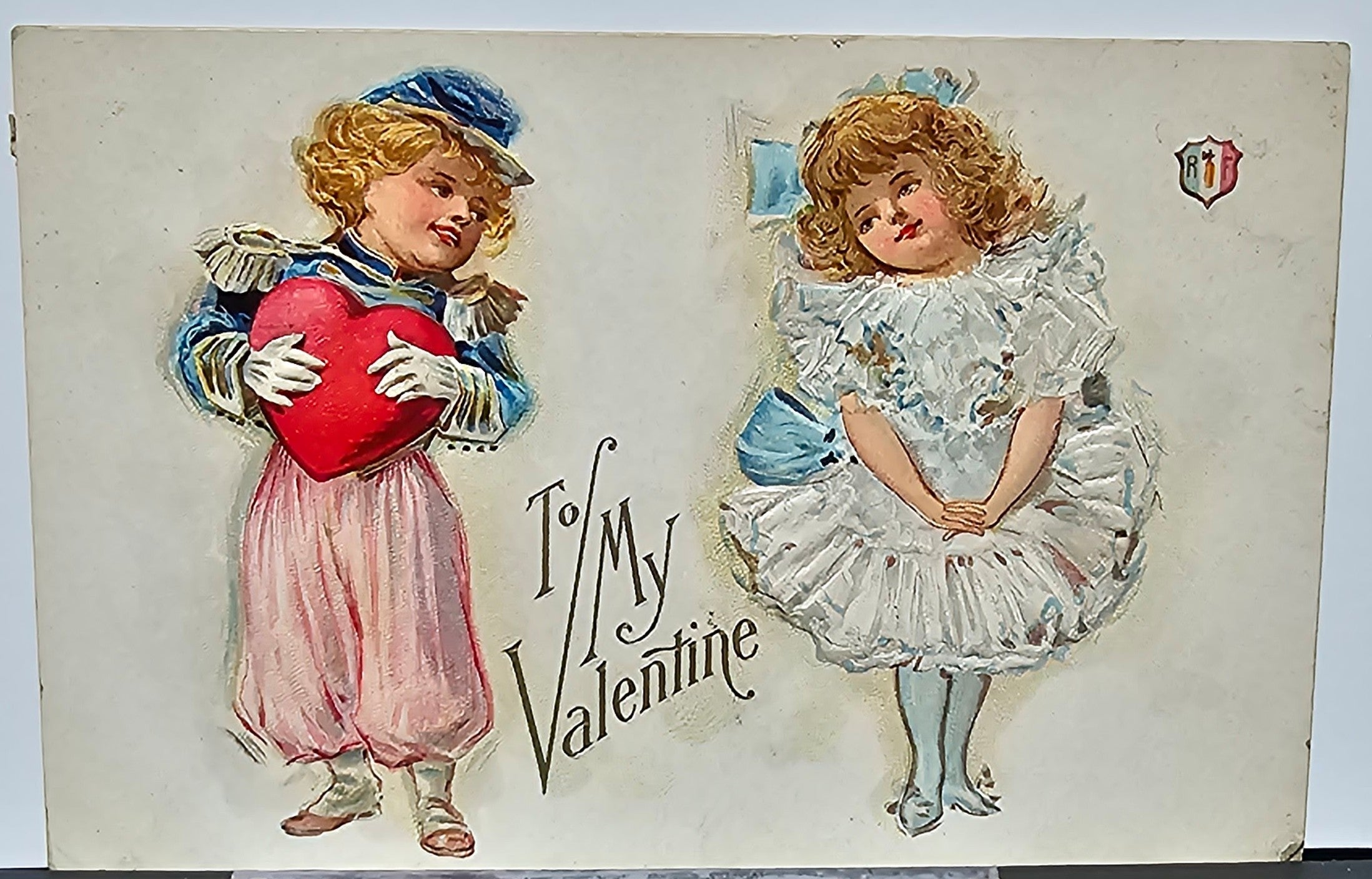 Embossed German Valentine Postcard Series 1084 Children Portraits