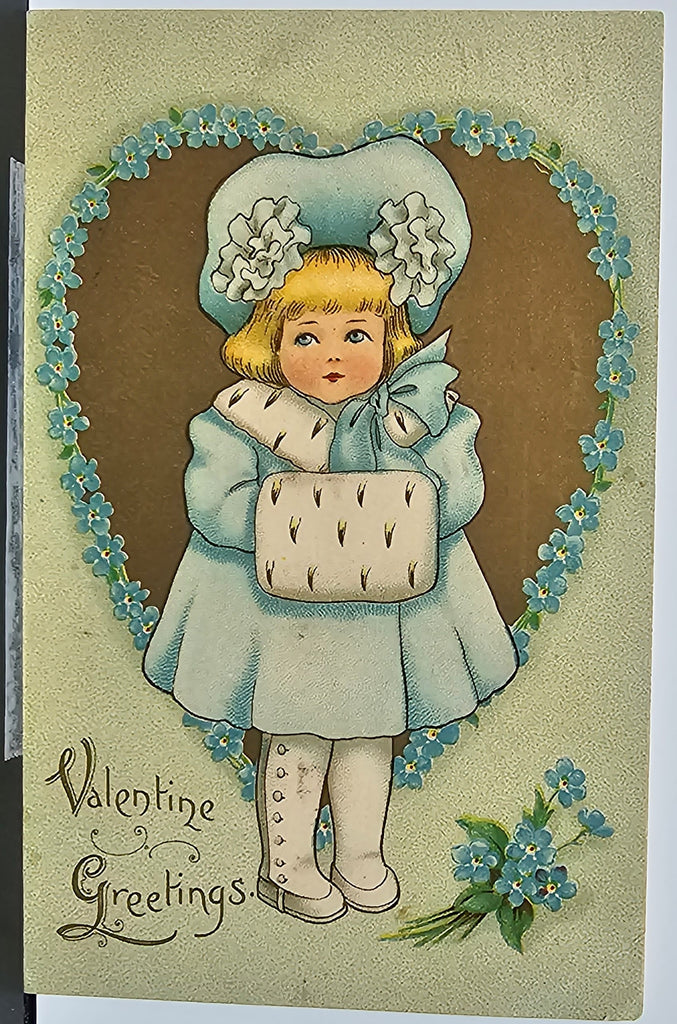 Valentine Postcard Raphael Tuck Series Heart's Delight 126 Little Girl in Blue