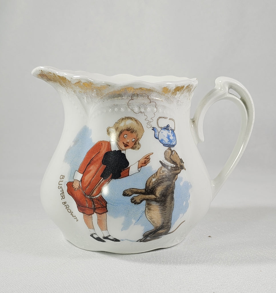 Antique Porcelain Buster Brown & Tige Child's Tea Set Creamer Pitcher