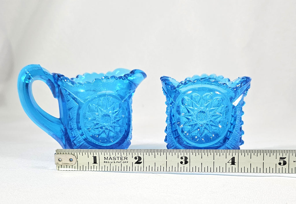 EAPG Miniature Child's Oneata Pattern Open Sugar Bowl & Creamer Set Riverside Glass Works