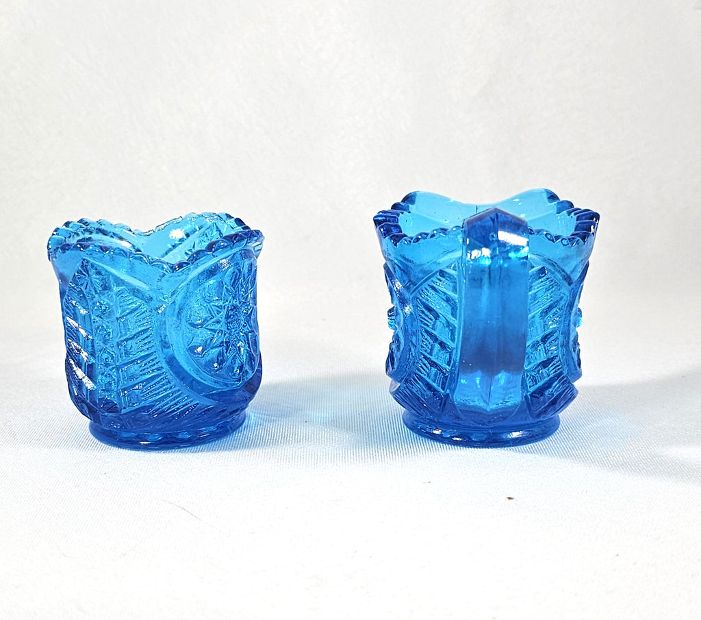 EAPG Miniature Child's Oneata Pattern Open Sugar Bowl & Creamer Set Riverside Glass Works