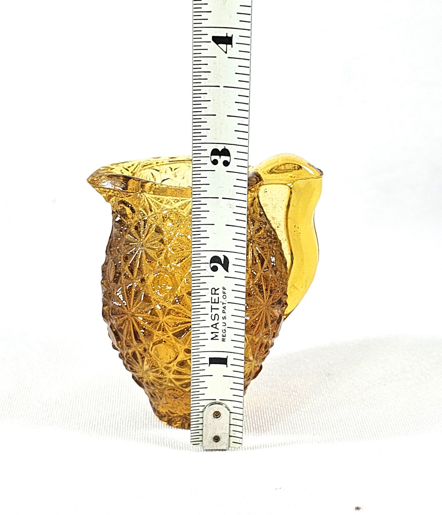 EAPG Miniature LE Smith Daisy Button Gold Honey Miniature Pitcher Toothpick Holder