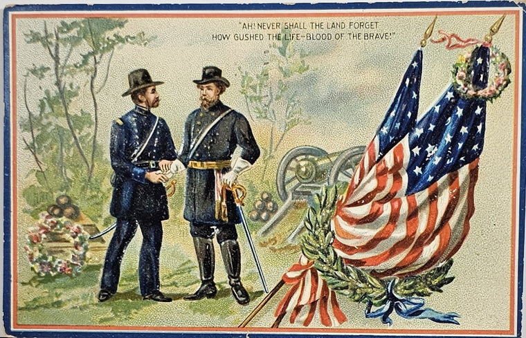 Patriotic Postcard Decoration Day Raphael Tuck Card Soldiers Conversing on Battlefield