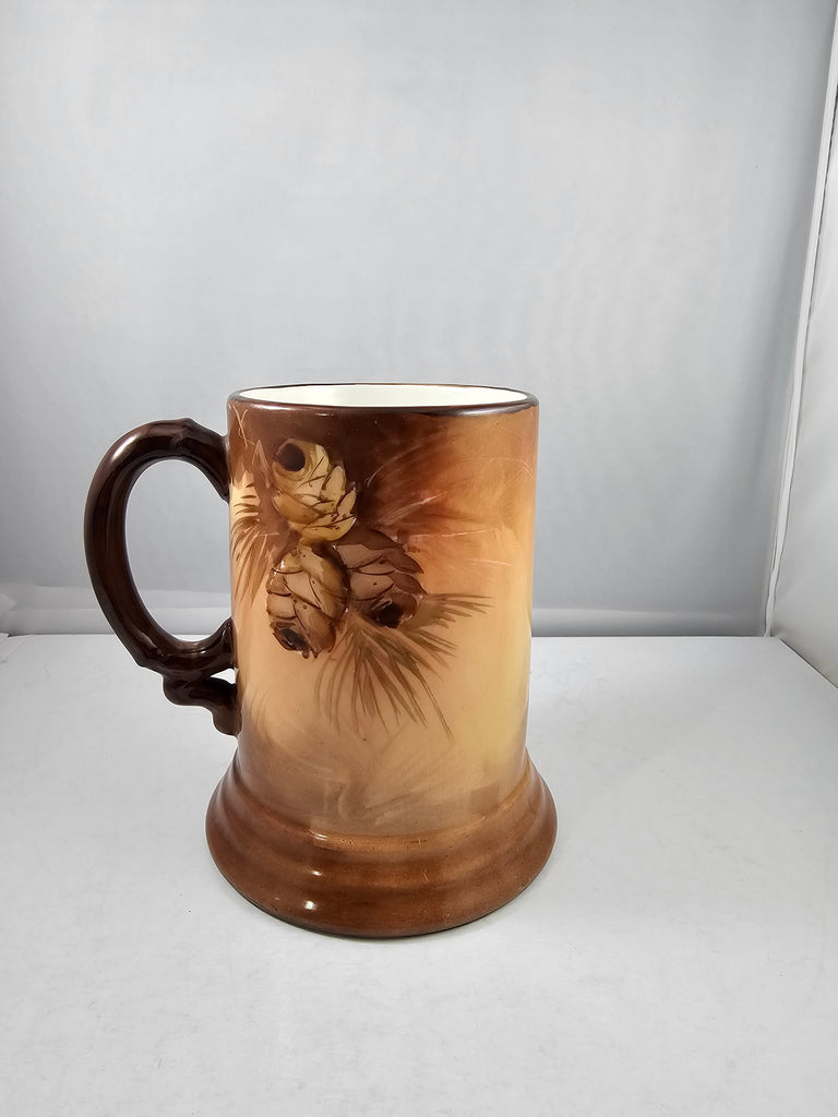 Limoges Pouyat Artist Signed Tankard Mug Stein with Pine Cones