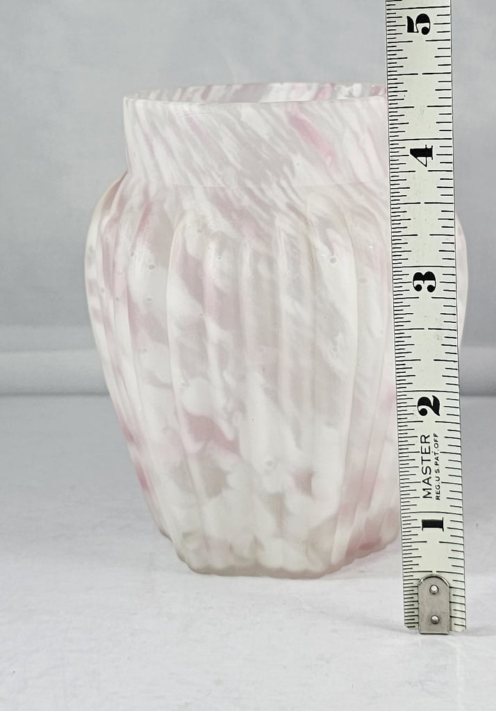 Northwood Pink Opalescent Spatter Glass Spooner Vase Pillar Ribbed