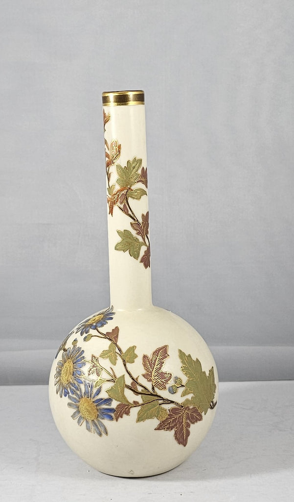 Royal Worcester Porcelain Bud Vase Rare Hand Painted Blue Flowers Gold Trimmed