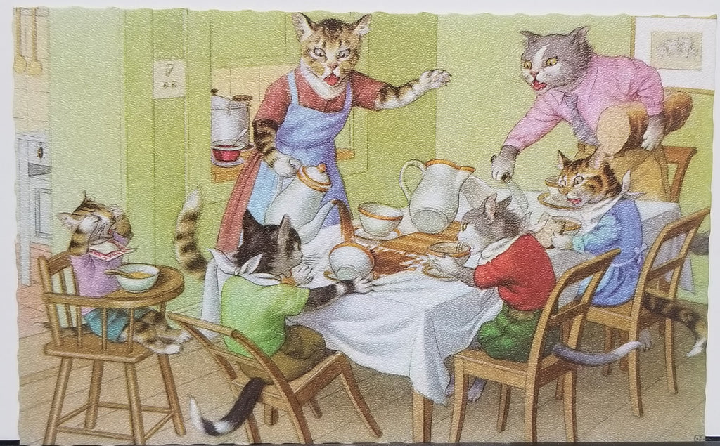 Alfred Mainzer Artist Postcard Humanized Cats Meal Time Fiasco Series 4850 Artist Hartung Anthropomorphic Animals Printed Belgium