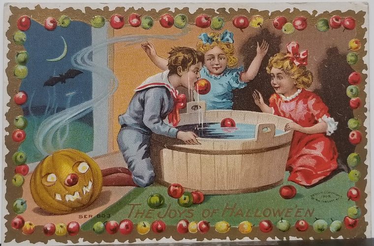 Halloween Postcard Children Bobbing for Apples Taggart Pub Series 803