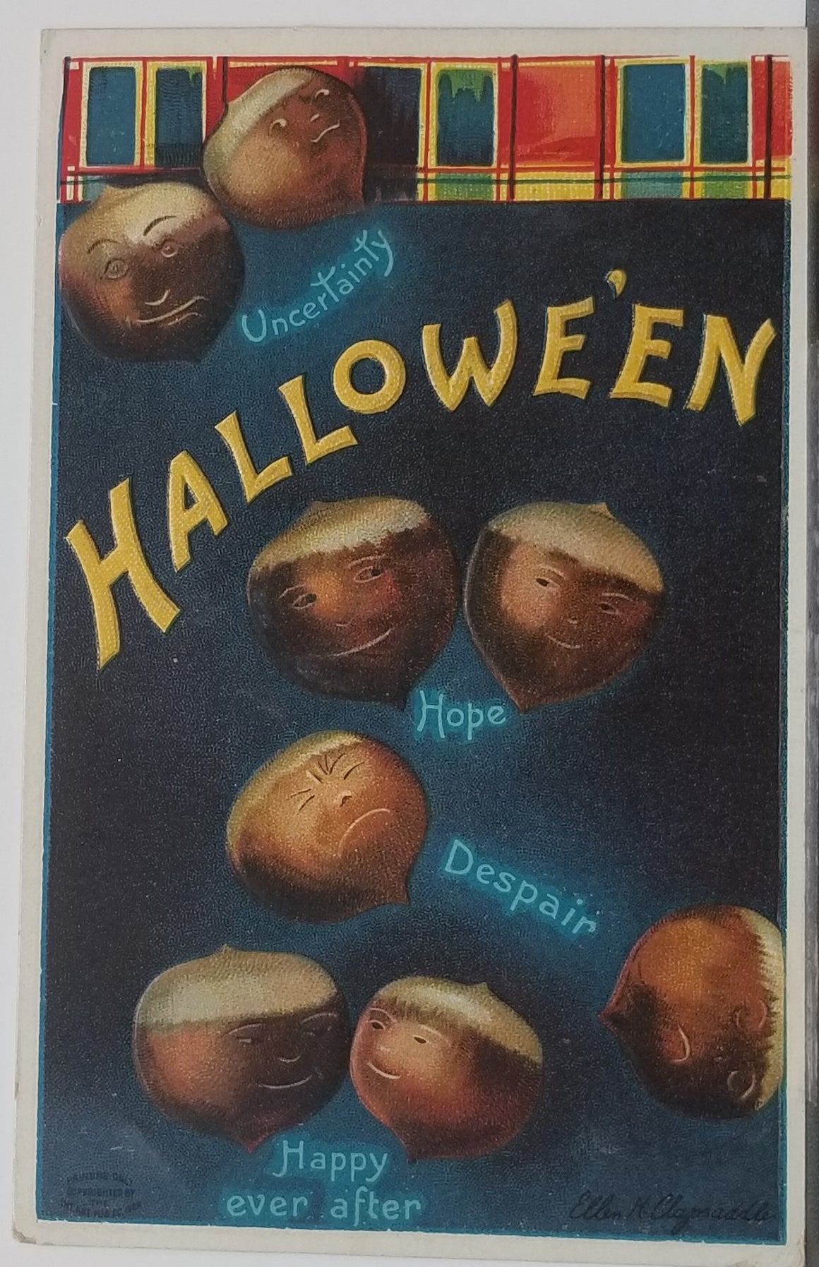 Halloween Postcard Ellen Clapsaddle Falling Anthropomorphic Acorns Series 978