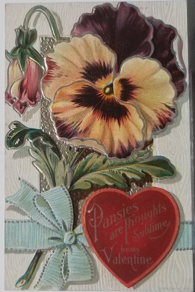 Valentine Postcard Pansies are Thoughts Sublime Be My Valentine Flower Series NO 3