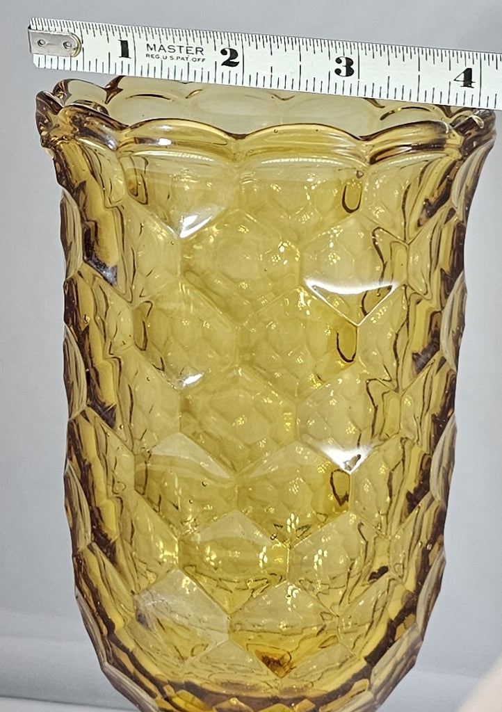 EAPG Pattern Glass Amber Celery Vase  Allover Honeycomb Pattern