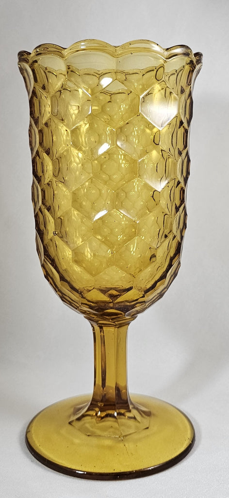 EAPG Pattern Glass Amber Celery Vase  Allover Honeycomb Pattern
