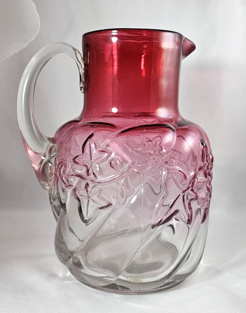 Northwood Royal Ivy Rubina Swirl Art Glass Pitcher
