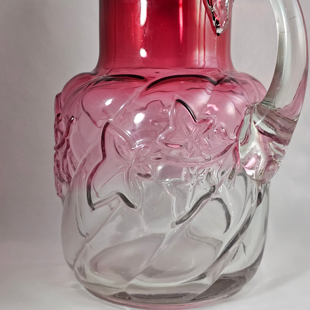 Northwood Royal Ivy Rubina Swirl Art Glass Pitcher