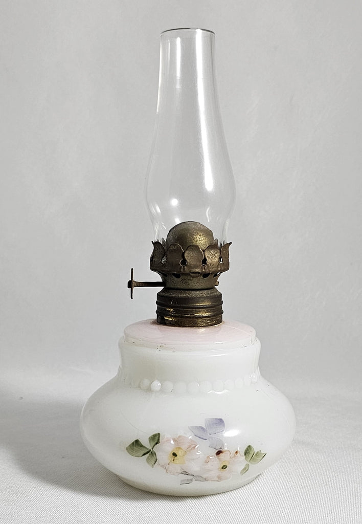 Miniature Milk Glass Oil Lamp