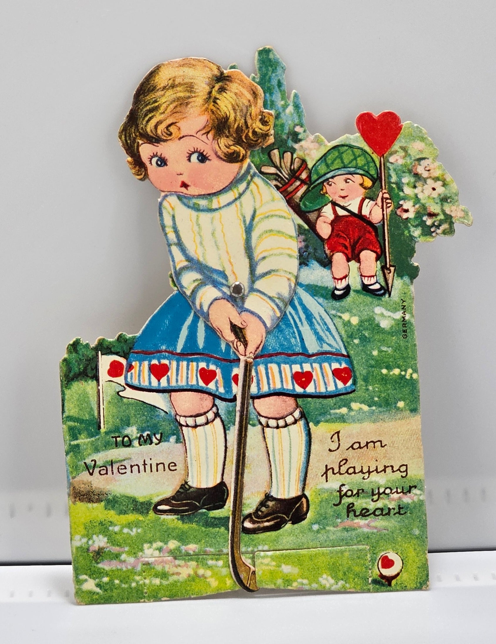 Vintage Valentine Card Here I am Valentine, GERMANY !!!