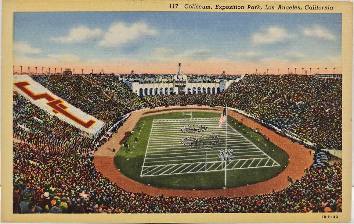 Early Stadium Postcard Los Angeles Coliseum Exposition Park LA California 1930s