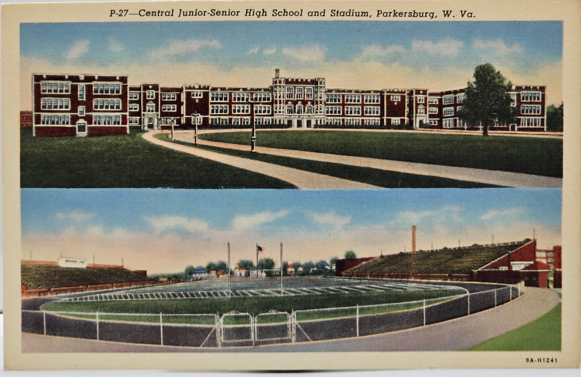 Central Junior-Senior High School and Stadium Parkersburg West Virginia WV Scenic View Postcard
