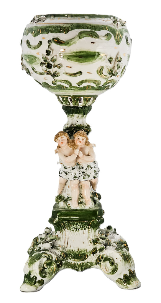 German Porcelain 19th Century Dresden Cherub Kerosene Oil Lamp Base