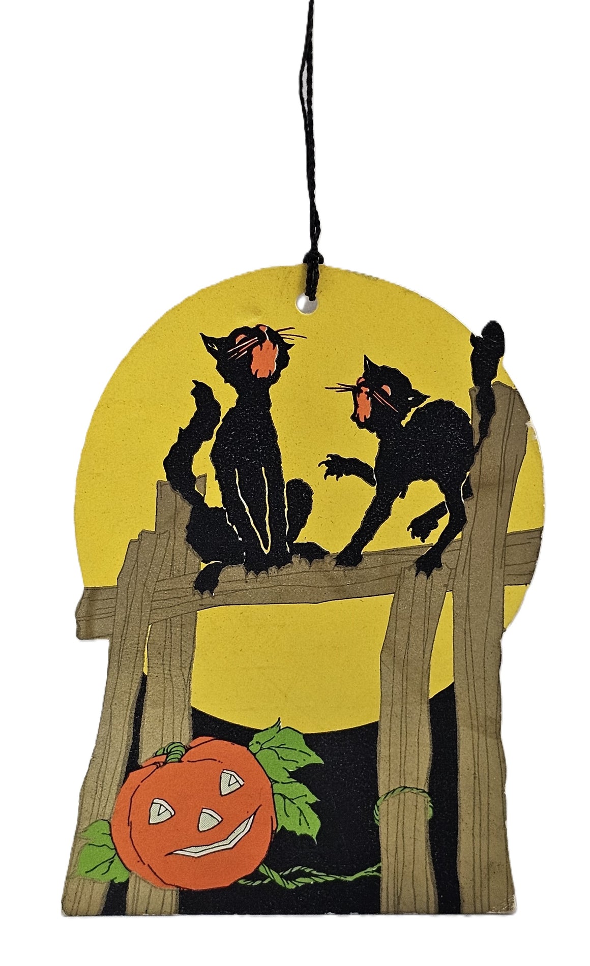 Vintage Halloween Tally Card Die Cut Black Cats Moon JOL's Whitney Pub