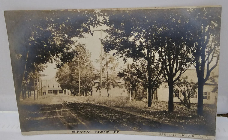 RPPC Real Photo Postcard Boston NY North Main St 1908 Dirt Roads Ashcraft Pub