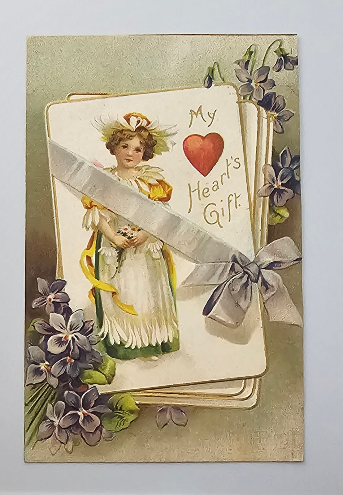 Valentine Postcard Little Girl Dressed as Daisy My Heart's Gift Ellen Clapsaddle IAP