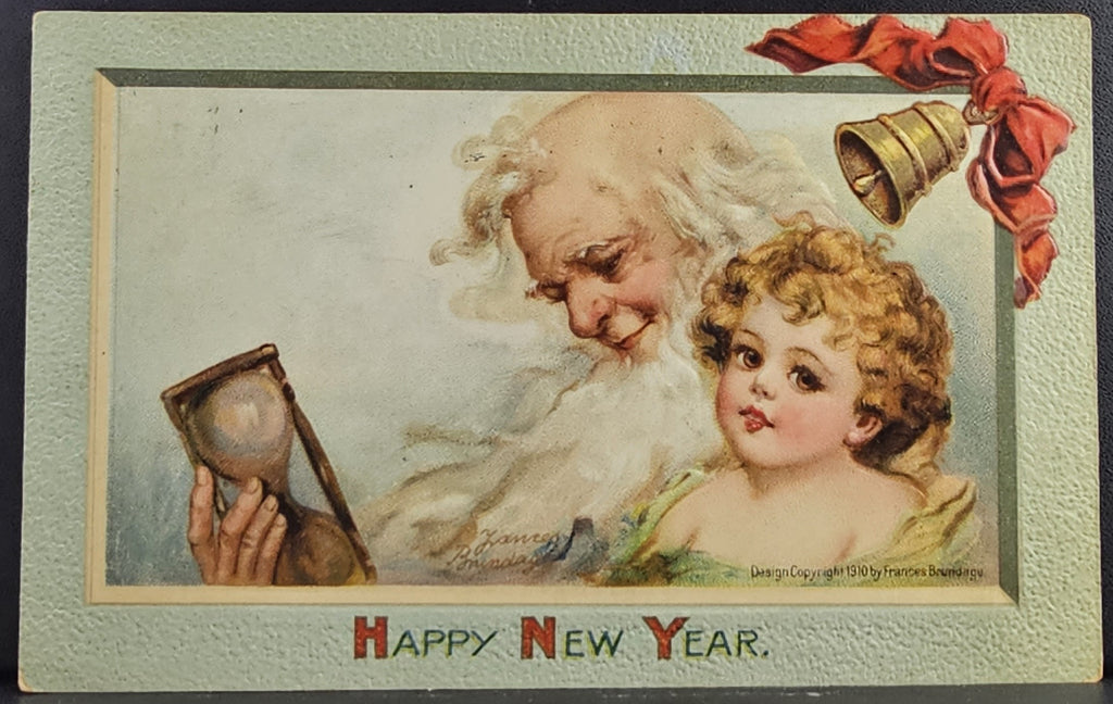 New Year Postcard Father Time with Baby New Year's Artist Signed Frances Brundage Series NO 300 Germany