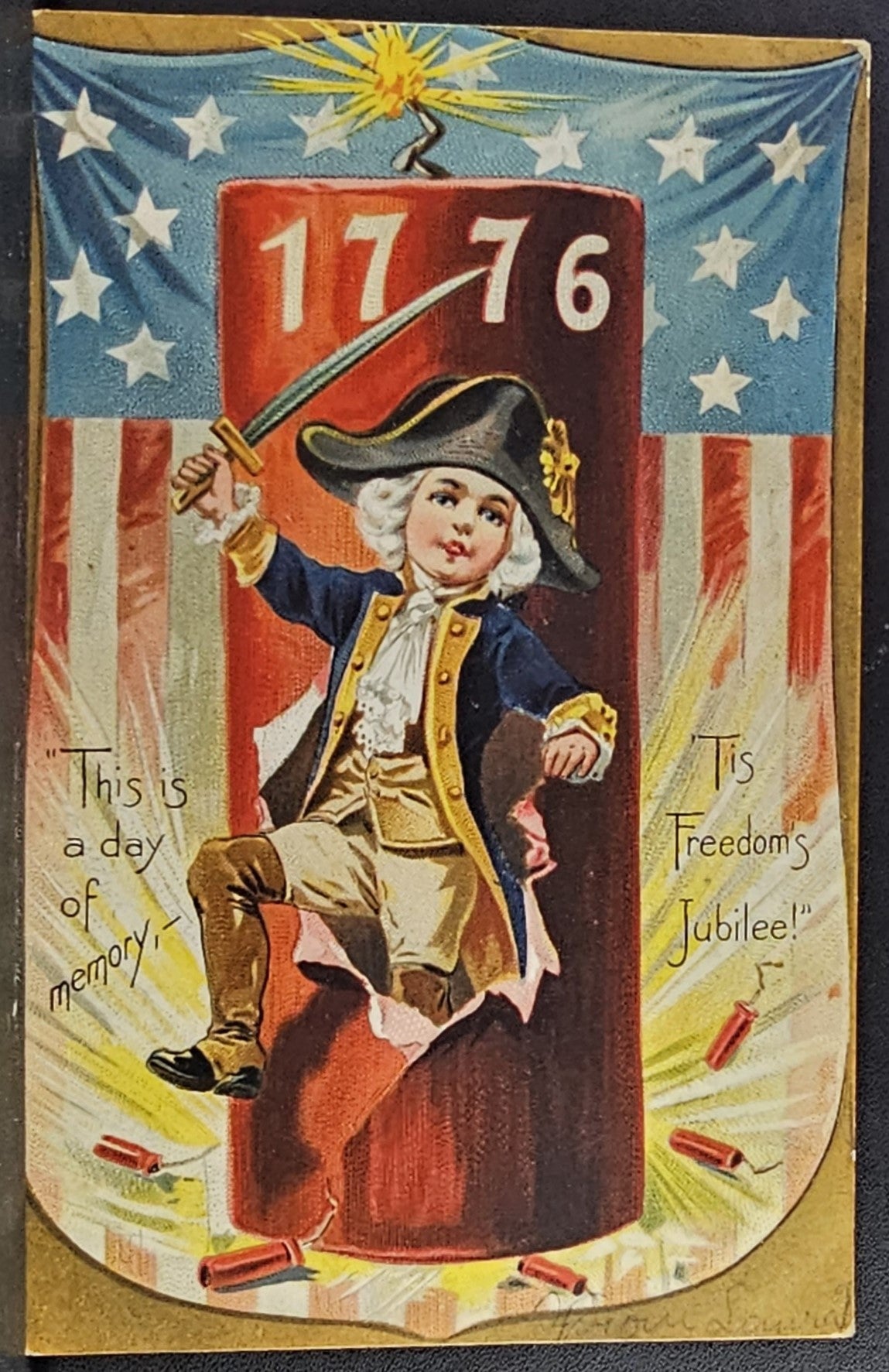 Patriotic Postcard Independence Day Fourth of July Boy Dressed as Founding Father Raphael Tuck Pub Series 100