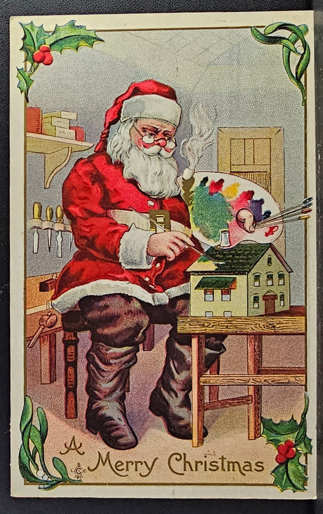 Christmas Postcard Santa Claus Painting Dollhouse Series 227