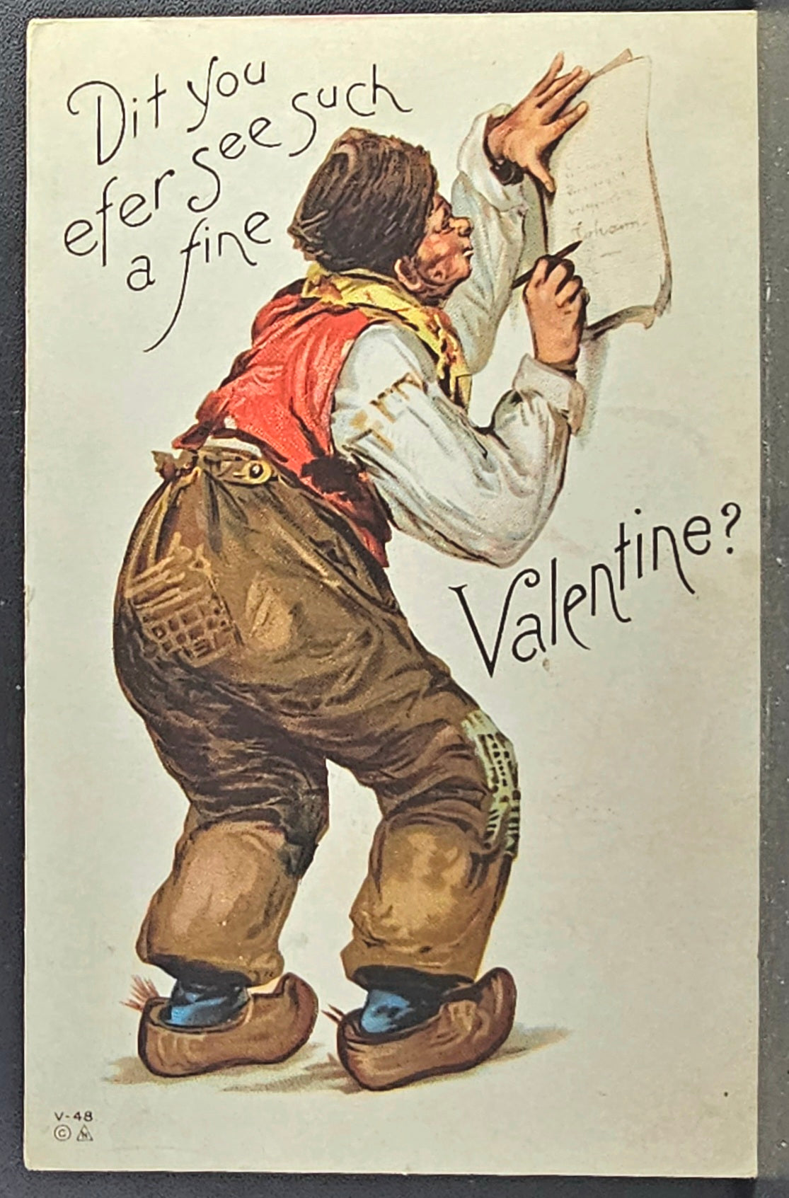 Valentine Postcard Artist Frances Brundage European Dressed Gentleman Penning a Note
