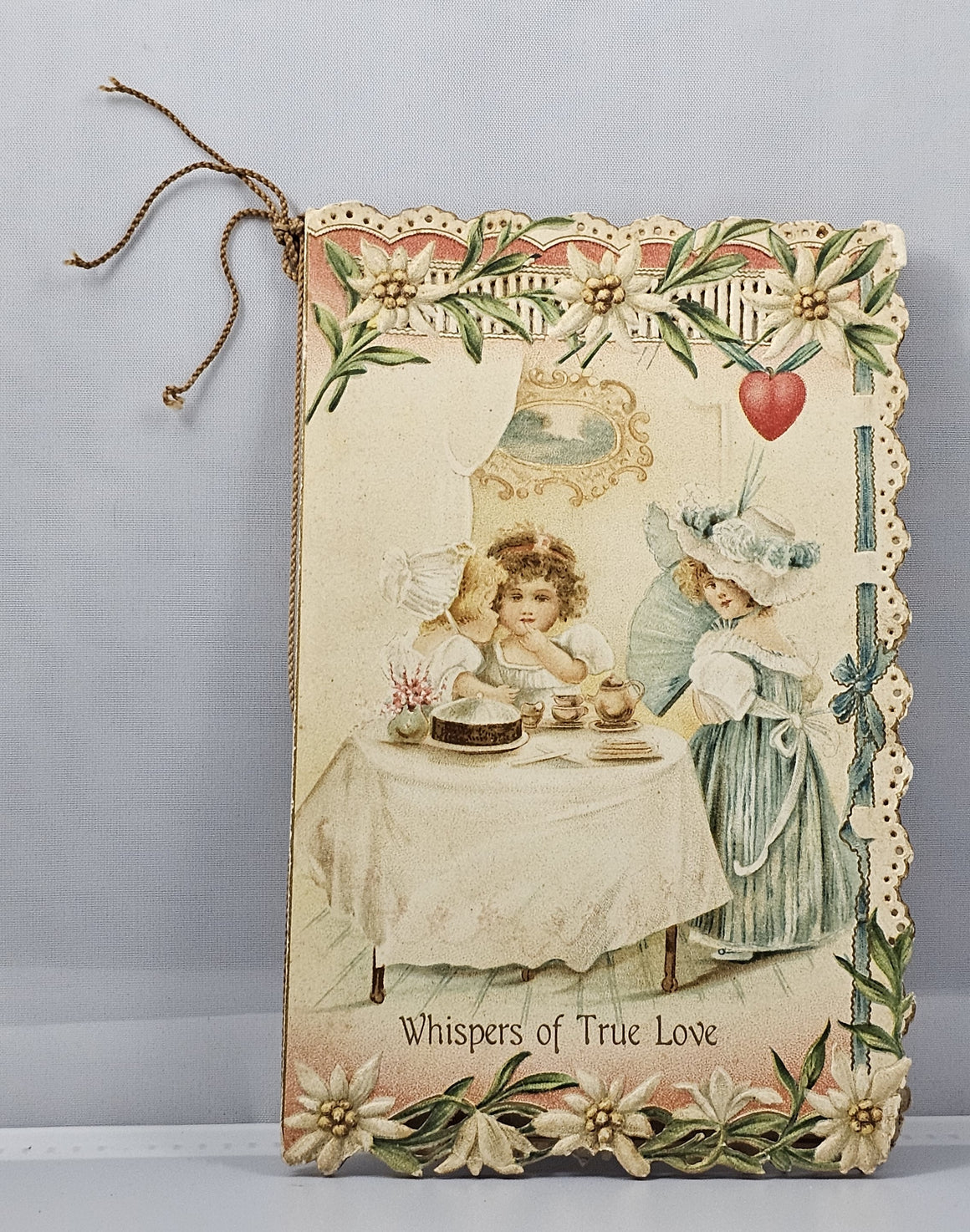 Antique Die Cut Valentine Booklet Card Ellen Clapsaddle Little Girls with Hearts and Poems on Pages