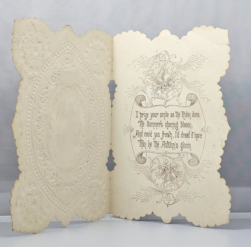 Die Cut Antique Valentine Card with Paper Doily Lace Victorian Era 1800s Chromolithograph with Children
