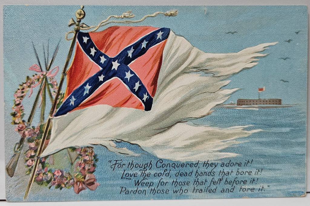 Raphael Tuck Memorial Day Series Postcard Confederate Banner with Poem