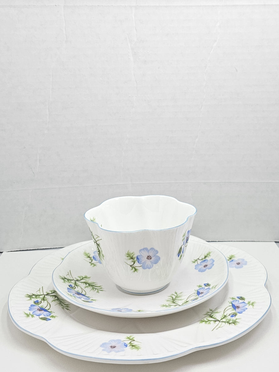Shelley England Dainty Porcelain Cup Saucer Trio Blue Poppy