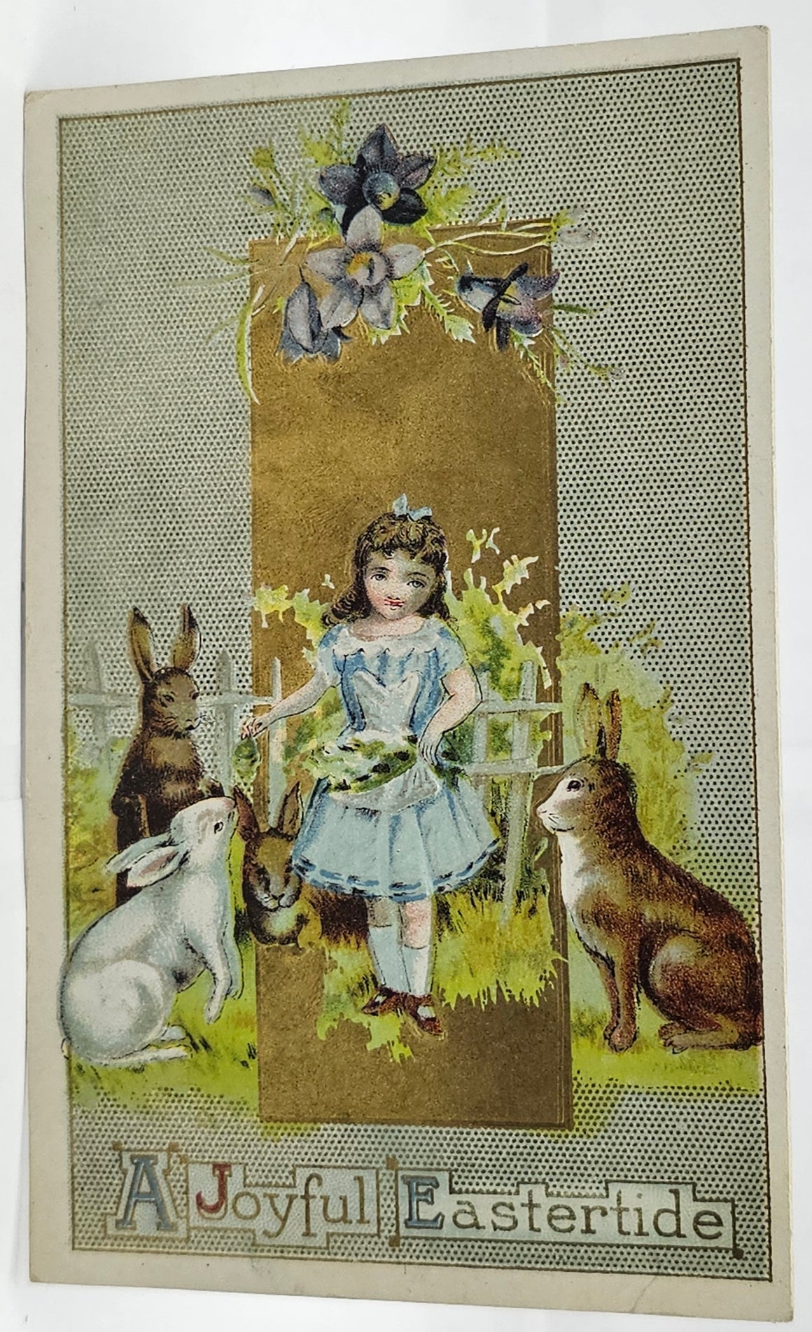 Easter Postcard Series D No 20 Girl with Rabbits in Field