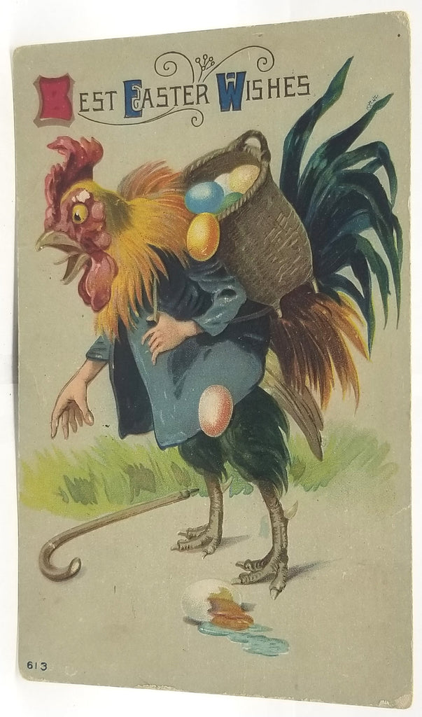 Easter Postcard Humanized Rooster with Cane