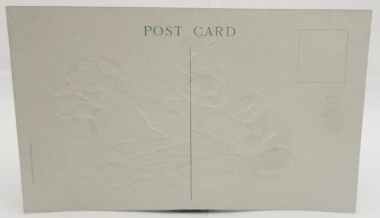 Easter Postcard Girl Asleep Bunny Rabbits Bring Eggs Silver Embossed