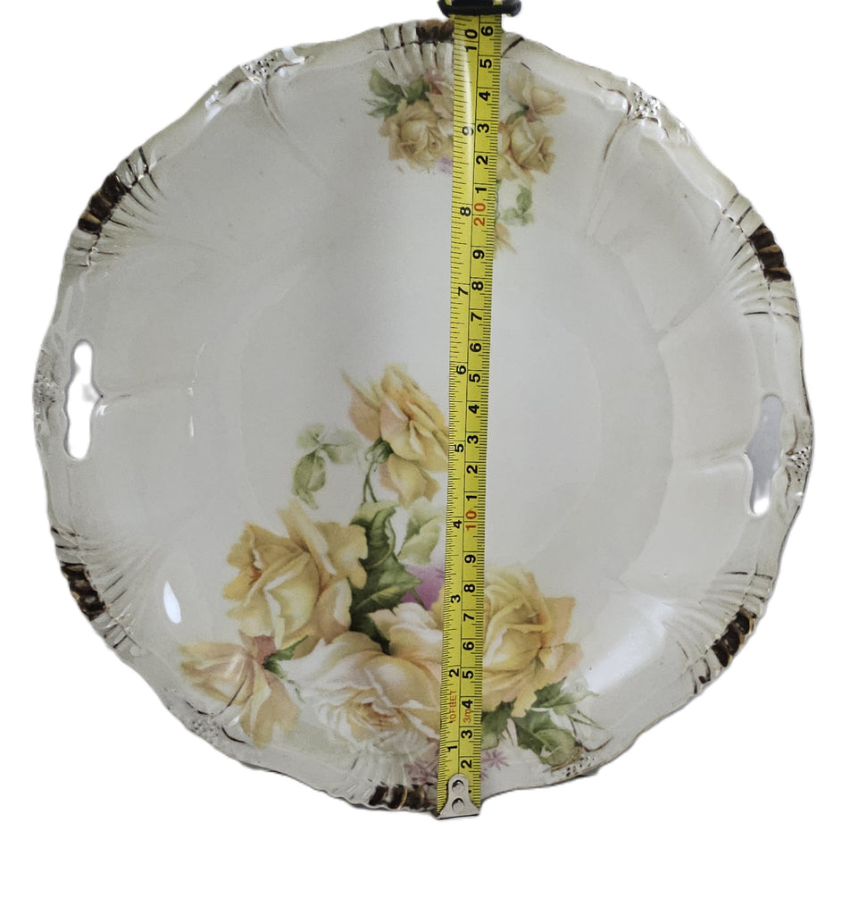 Royal Bayreuth Porcelain Cake Plate Yellow Rose Decoration