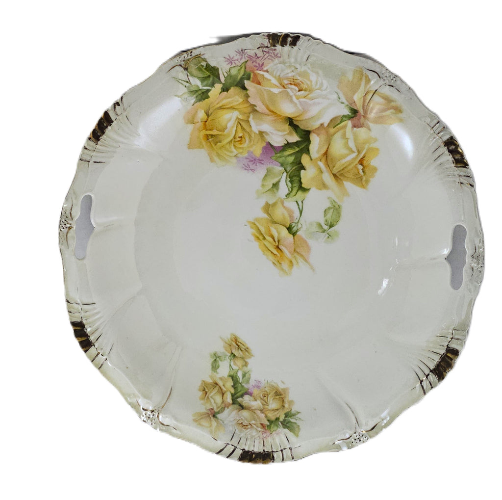 Royal Bayreuth Porcelain Cake Plate Yellow Rose Decoration