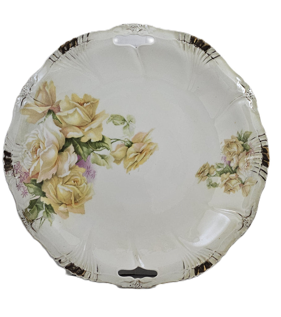 Royal Bayreuth Porcelain Cake Plate Yellow Rose Decoration