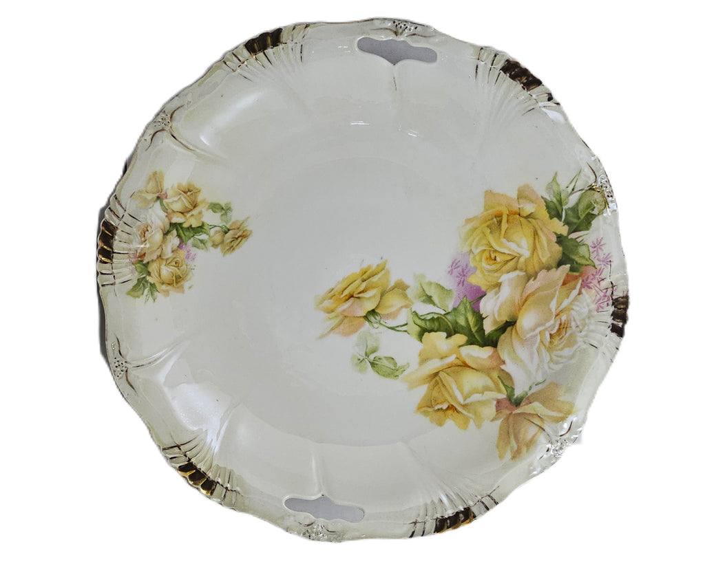 Royal Bayreuth Porcelain Cake Plate Yellow Rose Decoration