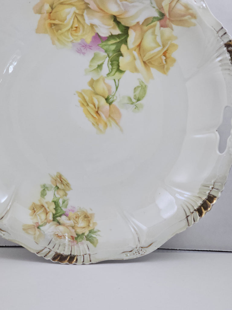 Royal Bayreuth Porcelain Cake Plate Yellow Rose Decoration