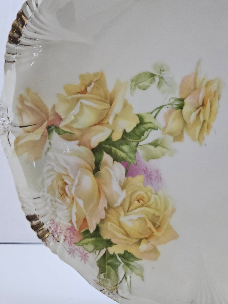 Royal Bayreuth Porcelain Cake Plate Yellow Rose Decoration