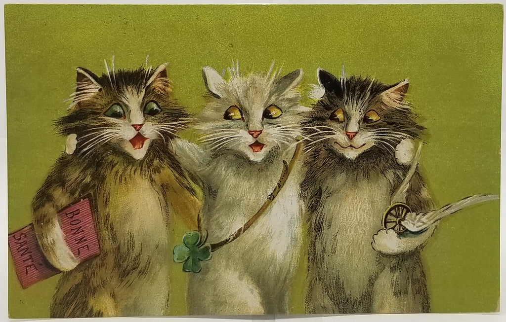 Artist Maurice Boulanger Humanized Singing Cats Postcard New Year